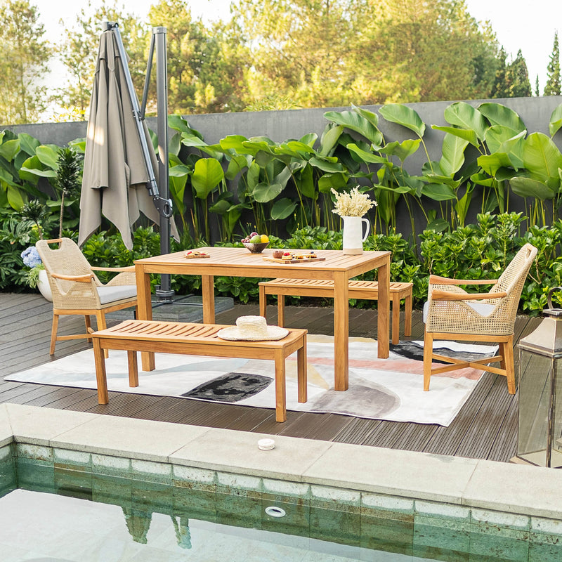Sydney Teak Wood 5 Pieces Outdoor Picnic Dining Set - Cambridge Casual