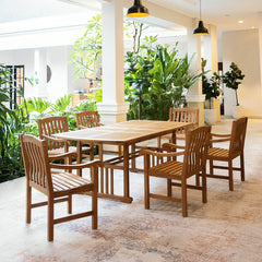 Vermont 7 Piece Teak Wood Outdoor Dining Set