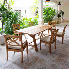 Abbington Teak Wood 7 Piece Outdoor Dining Set