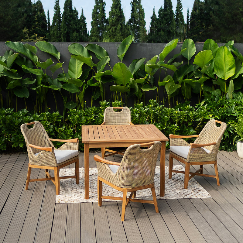Sydney Teak Wood 5 piece Outdoor Dining Set