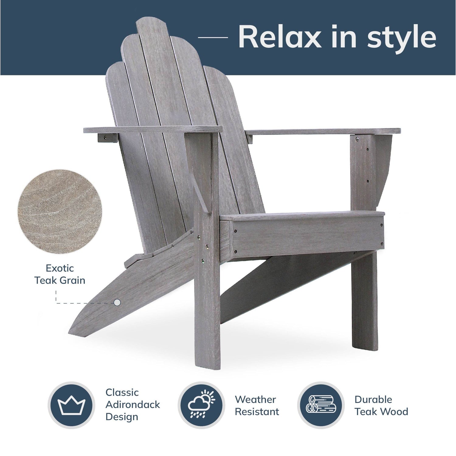 Richmond Teak Wood Adirondack Chair