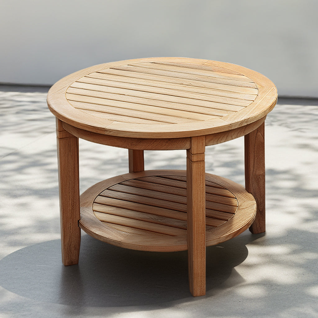 Richmond Teak Wood 24-inch Outdoor Side Table with Shelf