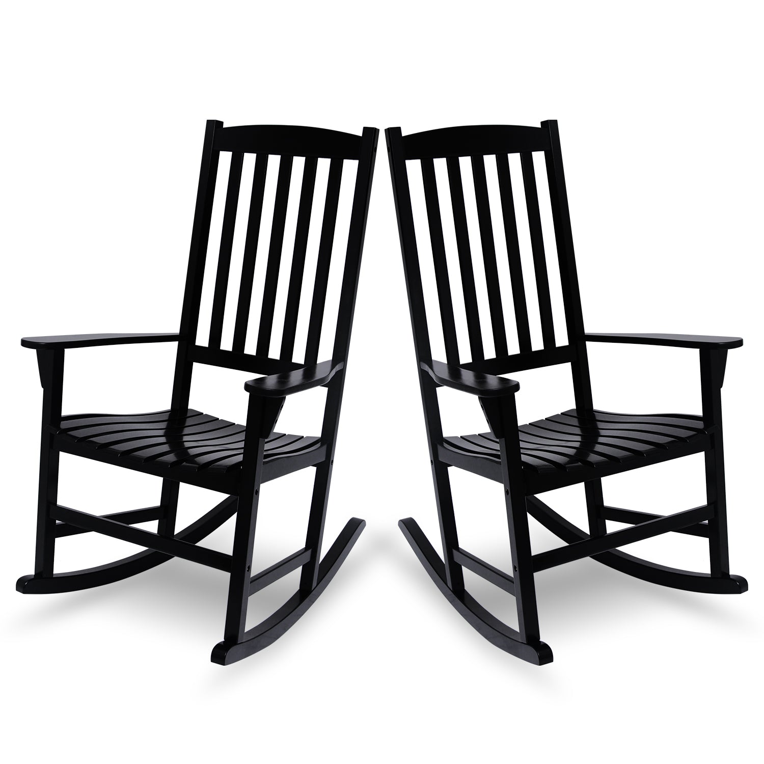 Moni Mahogany Wood Black Porch Rocking Chair (Set of 2)