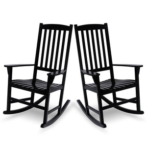 Moni Mahogany Wood Black Porch Rocking Chair (Set of 2) - Cambridge Casual