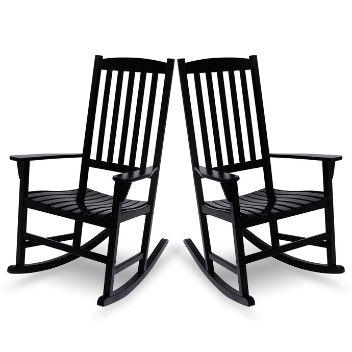 Moni Mahogany Wood Black Porch Rocking Chair (Set of 2)