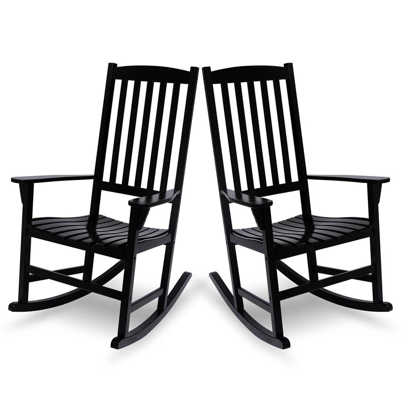 Moni Mahogany Wood Black Porch Rocking Chair (Set of 2) - Cambridge Casual