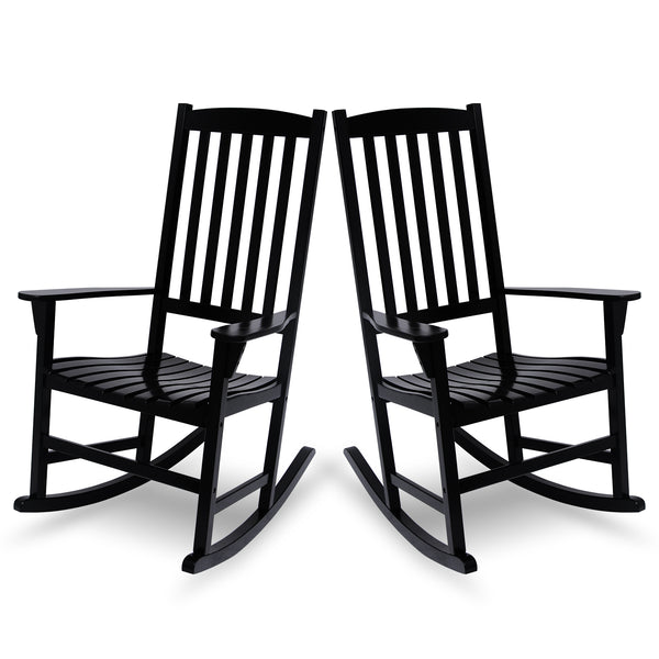 Moni Mahogany Wood Black Porch Rocking Chair (Set of 2)