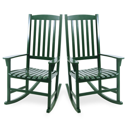 Moni Mahogany Wood Hunter Green Porch Rocking Chair (Set of 2)
