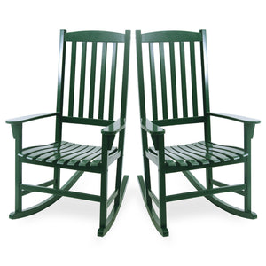 Moni Mahogany Wood Hunter Green Porch Rocking Chair (Set of 2) - Cambridge Casual