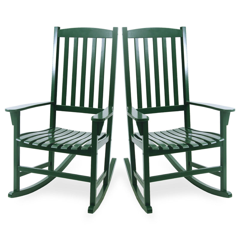 Moni Mahogany Wood Hunter Green Porch Rocking Chair (Set of 2) - Cambridge Casual
