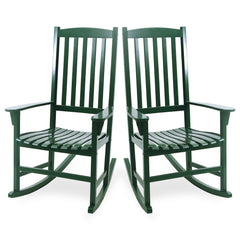 Moni 2 Piece Mahogany Wood Hunter Green Porch Rocking Chair