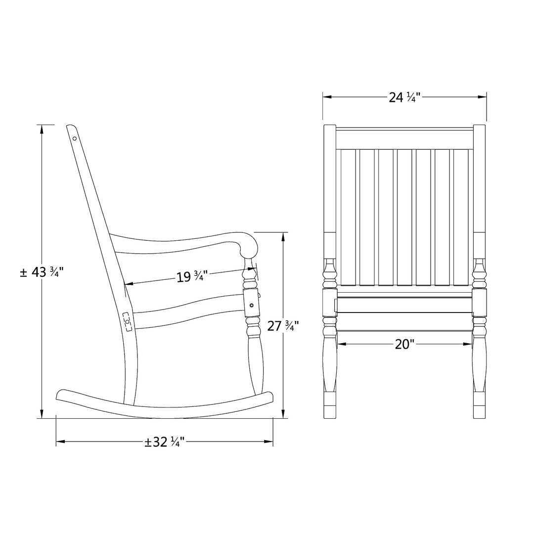 Bonn Mahogany Wood Black Oversized Porch Rocking Chair - Cambridge Casual - [DIMENSIONS]