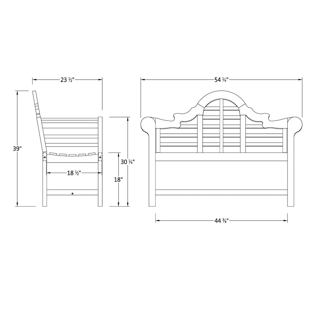 [DIMENSIONS] Lutyens Teak Wood 4 Feet Outdoor Bench - Cambridge Casual