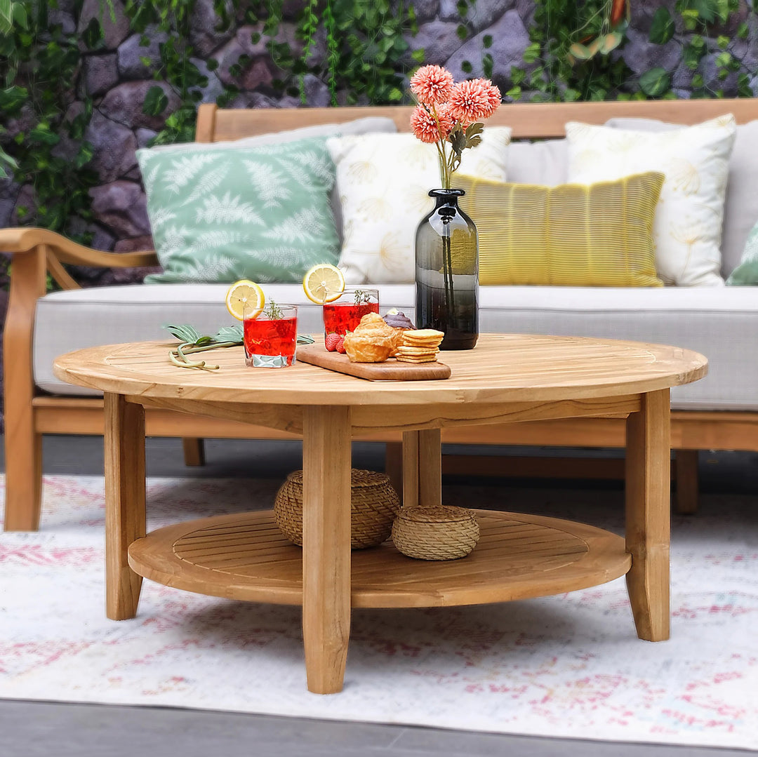 [DETAILS] Richmond Teak Wood Outdoor Round Coffee Table - Cambridge Casual