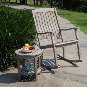 Richmond Weathered Teak Wood Outdoor Side Table with Shelf - Cambridge Casual