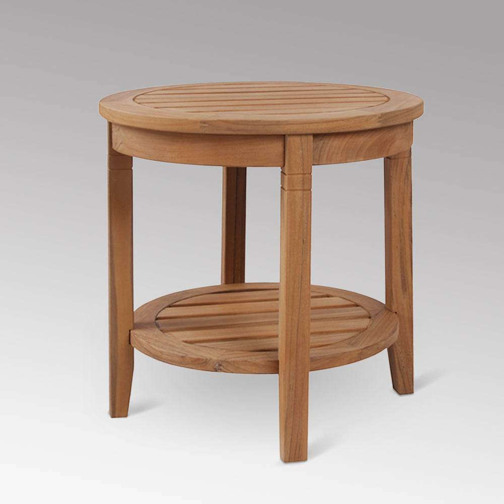 Richmond Teak Wood Outdoor Side Table with Shelf