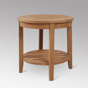Richmond Teak Wood Outdoor Side Table with Shelf - Cambridge Casual