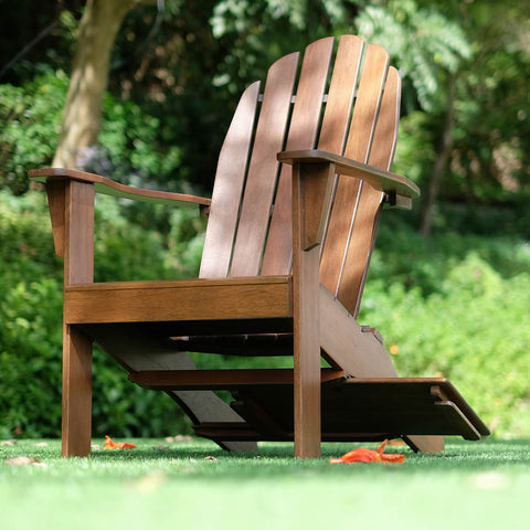 Moni Mahogany Wood Natural Brown Adirondack Chair FREE Tray Table - Cambridge Casual