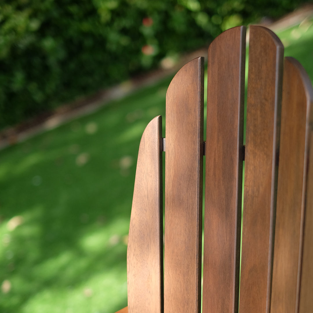 [DETAILS] Moni Mahogany Wood Natural Brown Adirondack Chair FREE Tray Table - Cambridge Casual