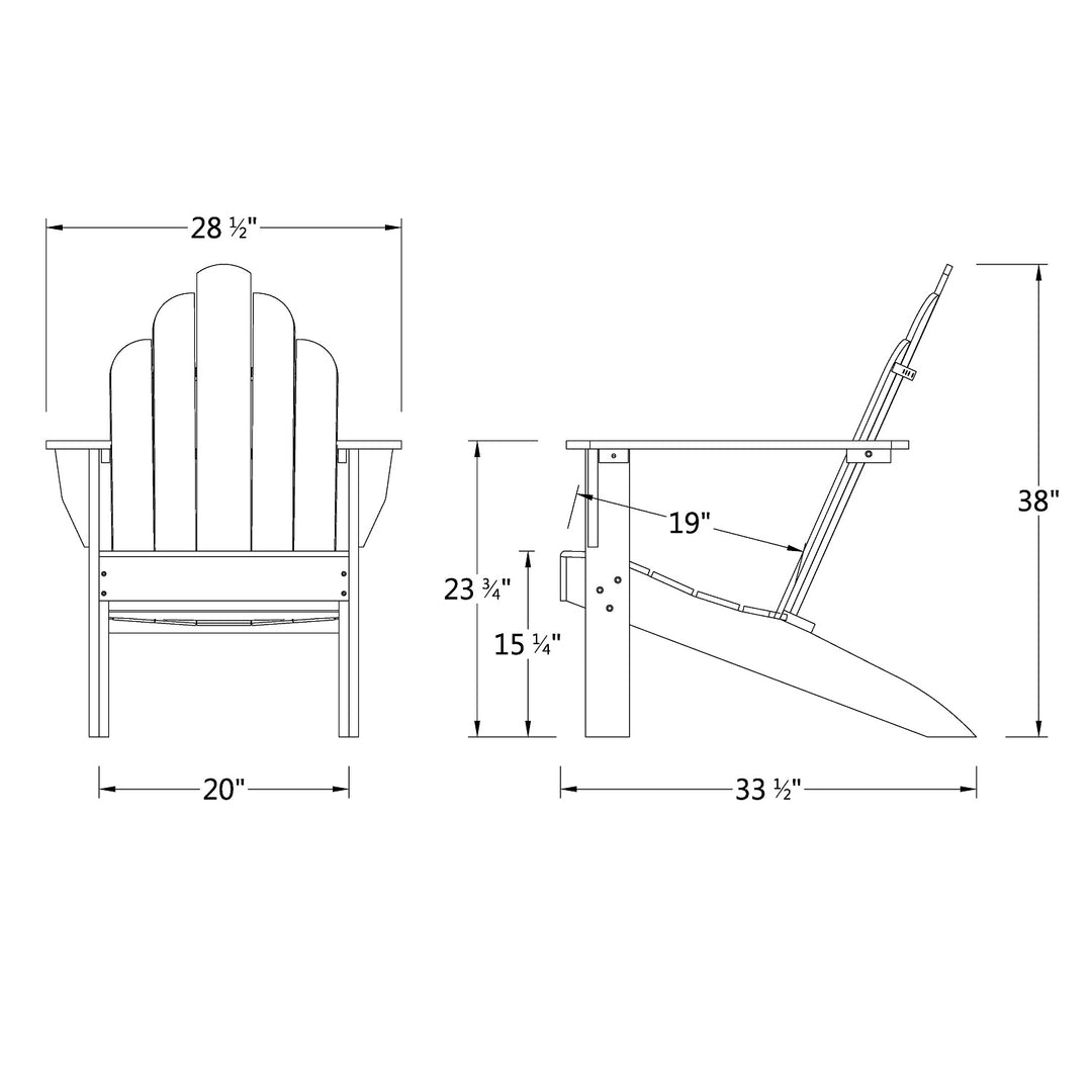 [DIMENSIONS] Richmond Teak Wood Adirondack Chair - Cambridge Casual