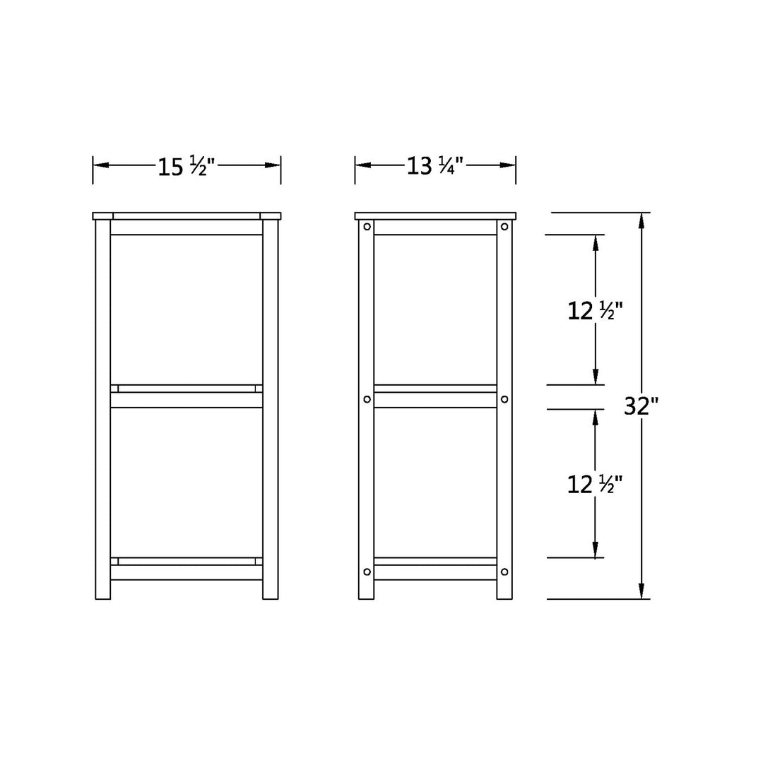 [DIMENSIONS] Dussi Teak Wood Freestanding 3 Tier Bathroom Storage Shelf - Cambridge Casual