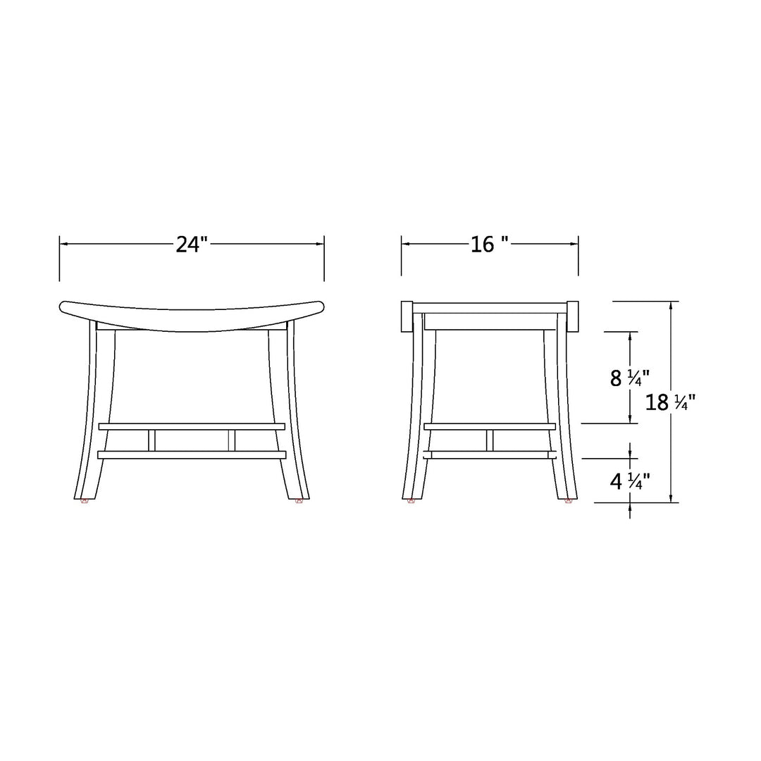 [DIMENSIONS] Dussi Teak Wood Shower Bench Stool with Shelf - Cambridge Casual