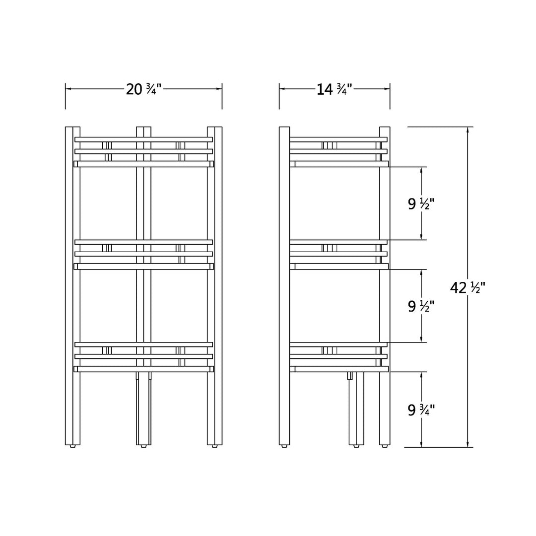 [DIMENSIONS] Dussi Teak Wood Freestanding 3 Tier Corner Bathroom Storage Shelf - Cambridge Casual