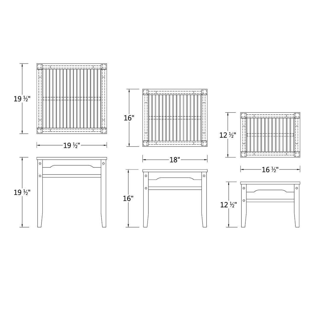 [DIMENSIONS] Richmond Teak Wood Outdoor Nesting Side Table - Cambridge Casual