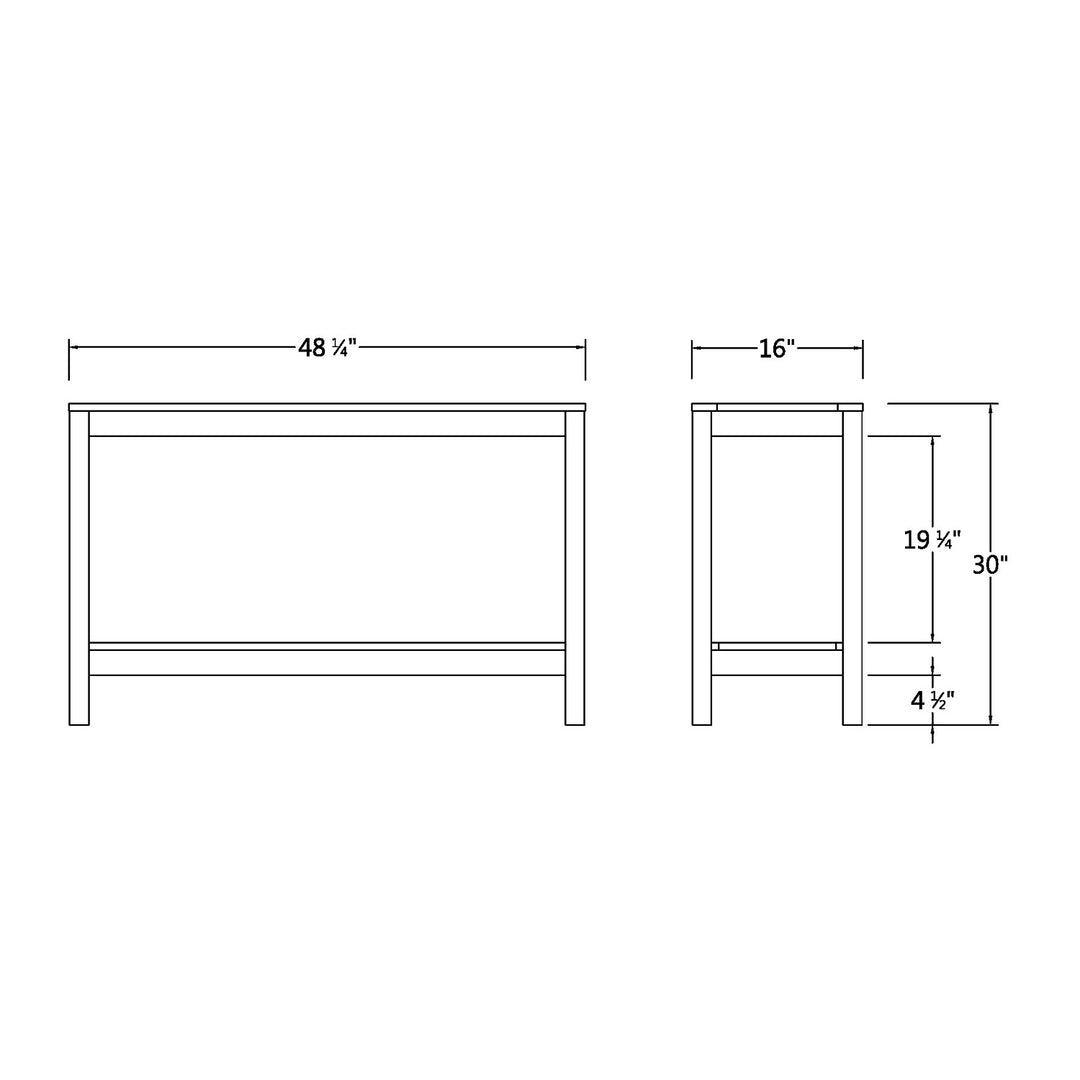 [DIMENSIONS] Carlota Mahogany Wood Weathered Gray Outdoor Console Table - Cambridge Casual