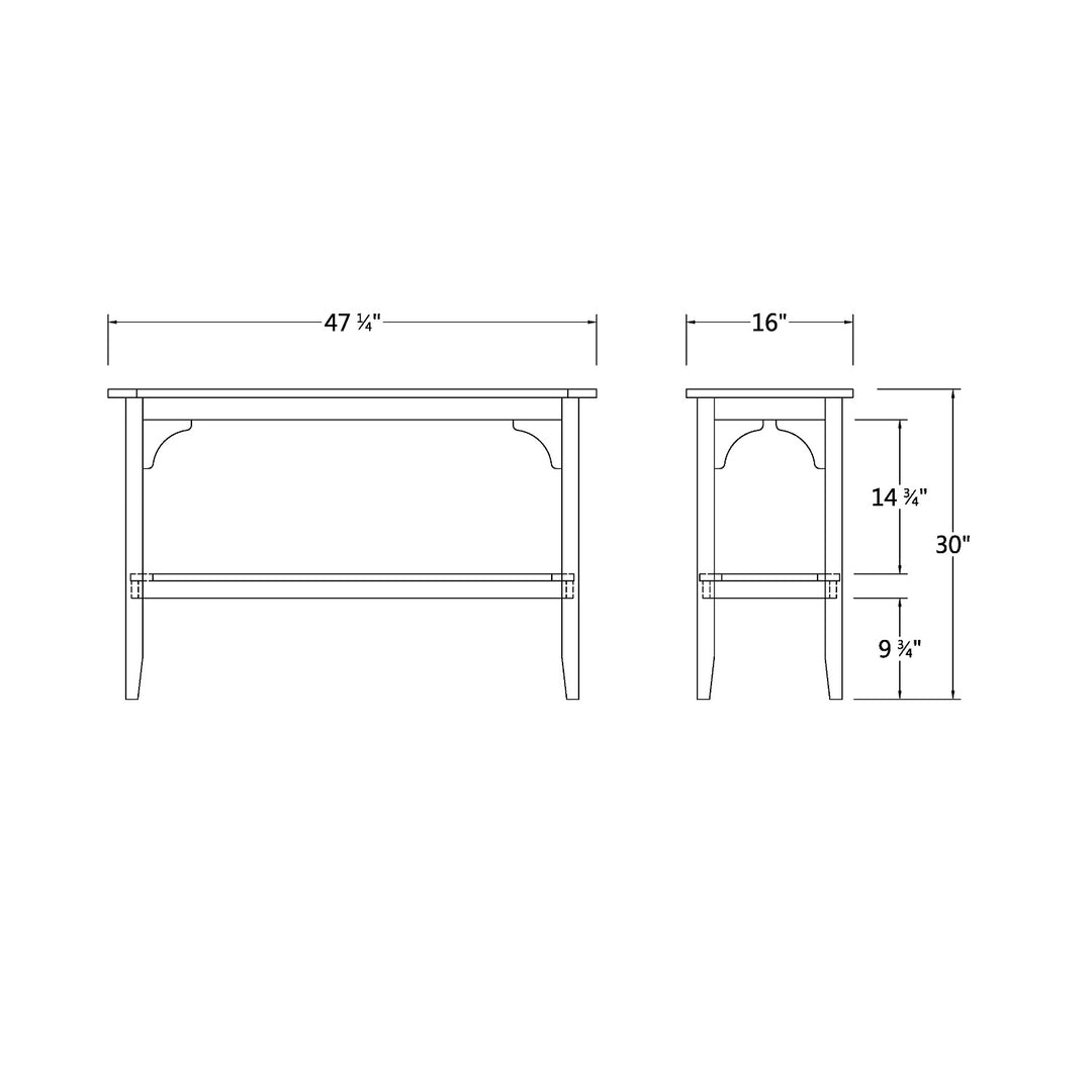 [DIMENSIONS] Caterina Teak Wood Outdoor Console Table - Cambridge Casual