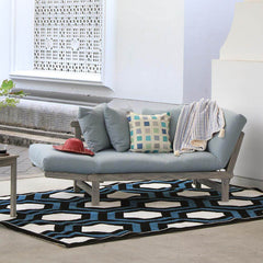 Carlota Outdoor Convertible Sofa Daybed - Weathered Gray Wood / Blue Spruce Cushion