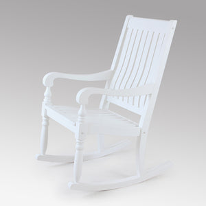 Bonn Mahogany Wood White Oversized Porch Rocking Chair - Cambridge Casual
