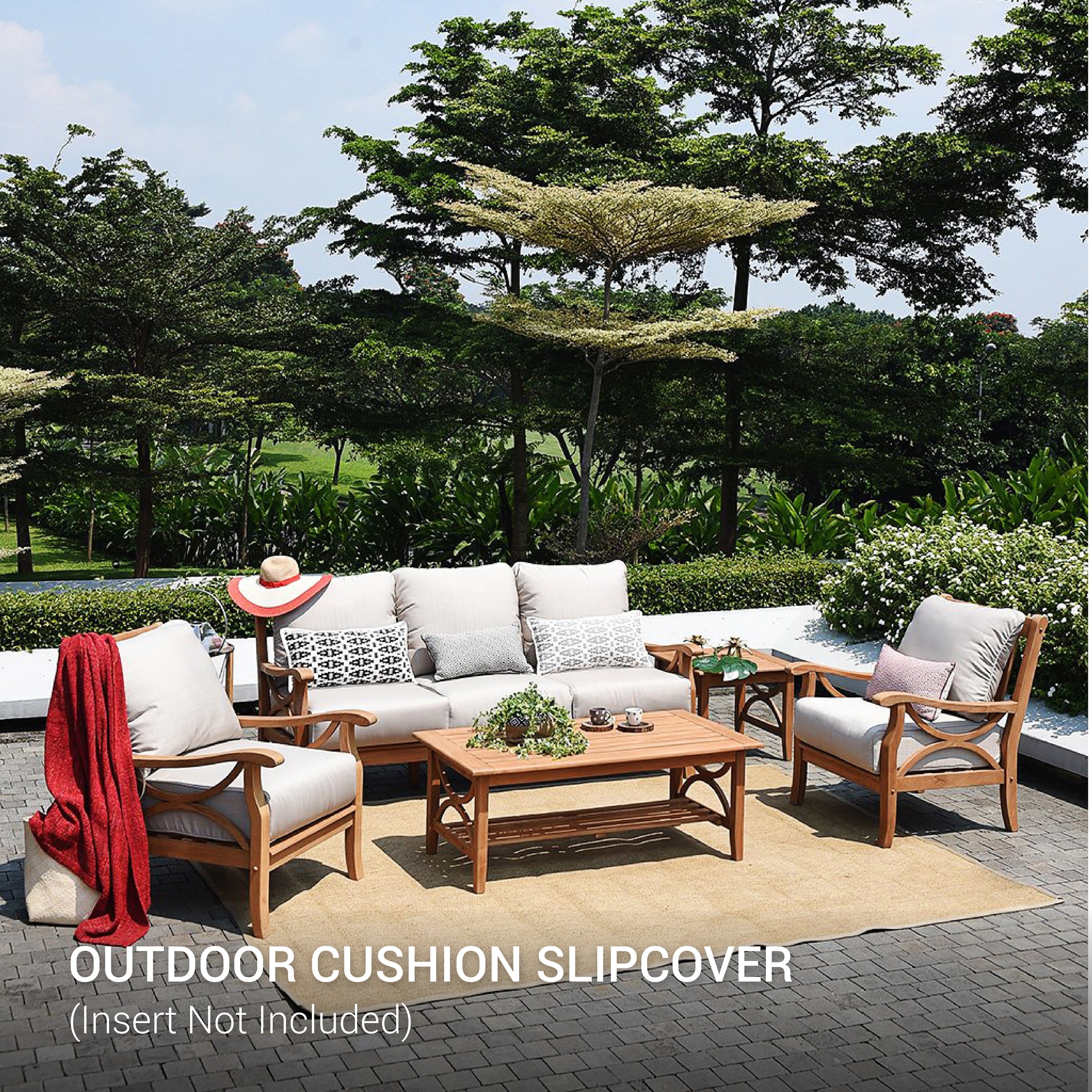 Spunpoly Beige Outdoor Cushion Slipcover Replacement for Seating of Abbington 5 Piece Patio Conversation Set - Cambridge Casual