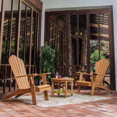 Richmond Teak Wood 3 Piece Patio Adirondack Conversation Set