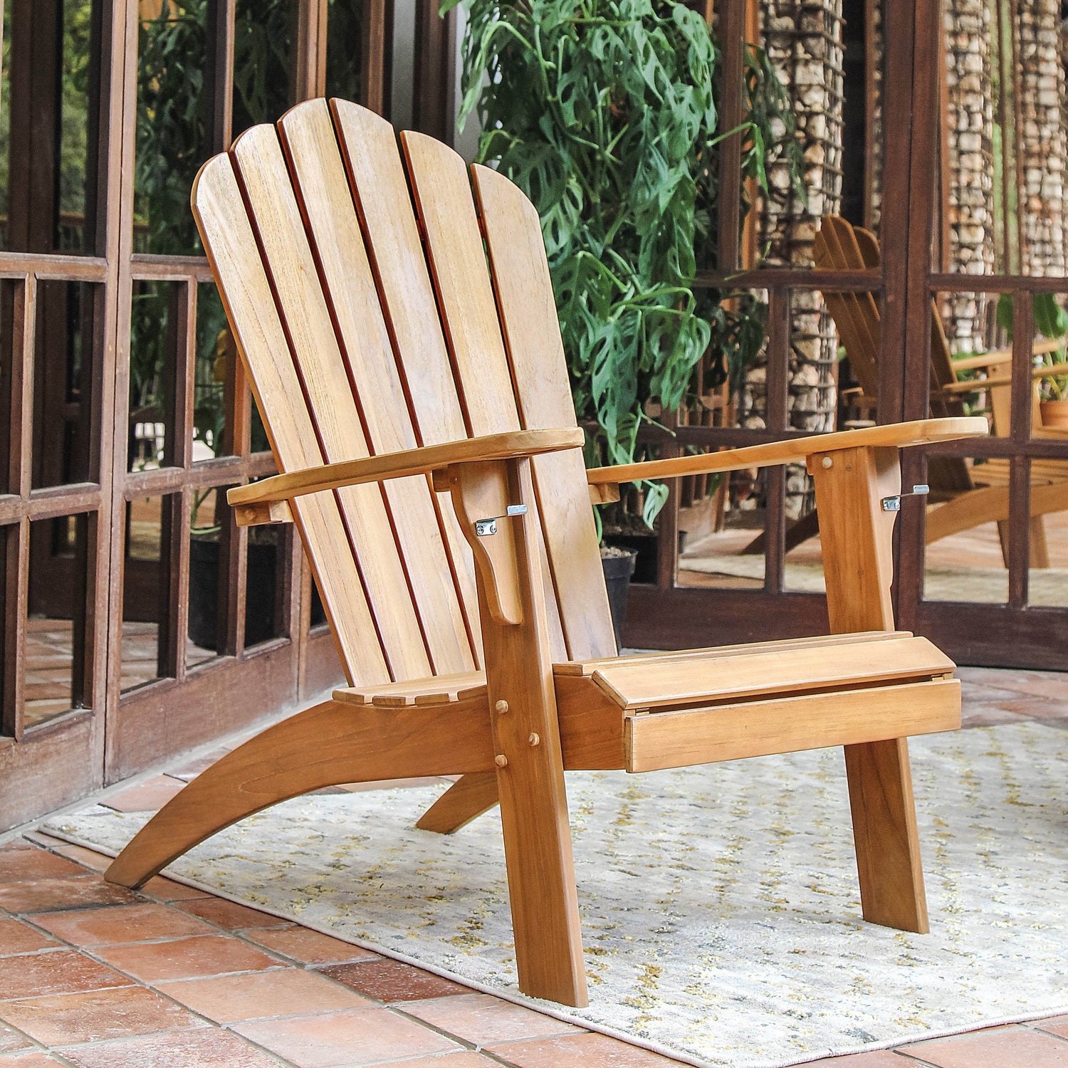 Richmond Teak Wood 3 Piece Patio Adirondack Conversation Set