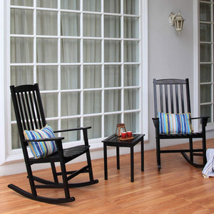 Moni Wood 3 Piece Black Patio Rocking Conversation Set