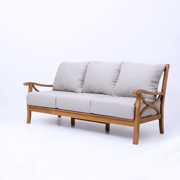 Abbington Teak Wood Patio Sofa with Beige Cushion