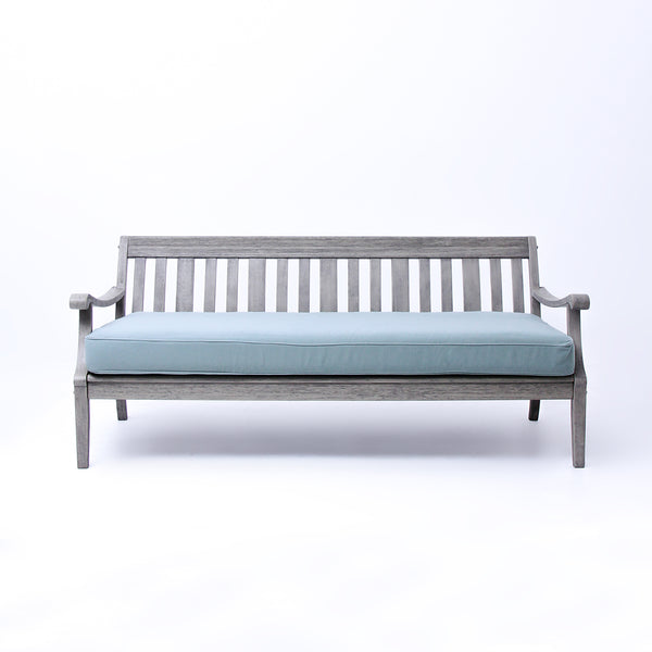 Maine Weathered Gray Wood Patio Sofa Daybed with Blue Spruce Cushion