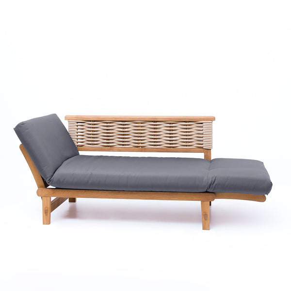 Auburn Teak Wicker Outdoor Convertible Sofa Daybed - Sunbrella Charcoal Cushion