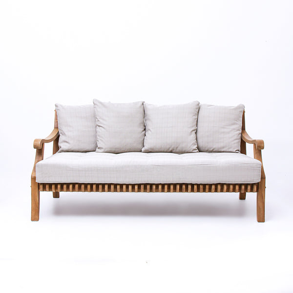 Mosko Teak Wood Outdoor Daybed with Beige Cushion