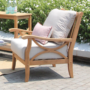 Abbington Teak Wood Outdoor Lounge Chair with Beige Cushion - Cambridge Casual