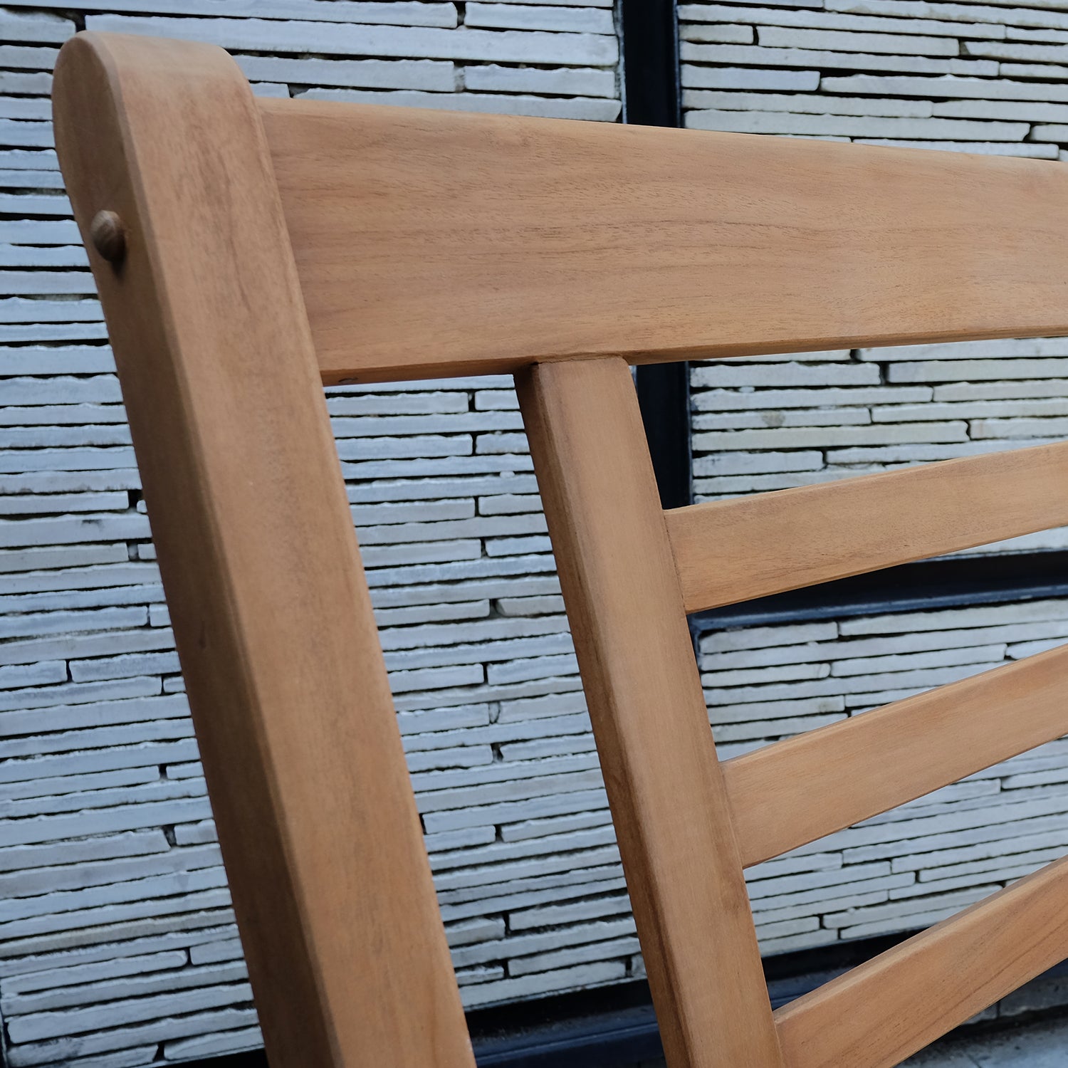 Abbington Teak Wood Outdoor Lounge Chair with Beige Cushion - Cambridge Casual [DETAILS]