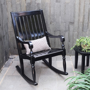 Bonn Mahogany Wood Black Oversized Porch Rocking Chair - Cambridge Casual