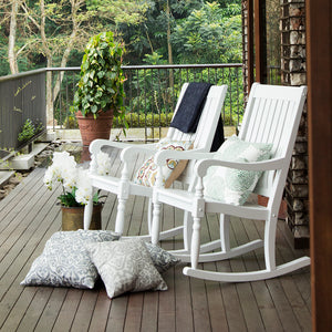 Bonn Mahogany Wood White Oversized Porch Rocking Chair - Cambridge Casual