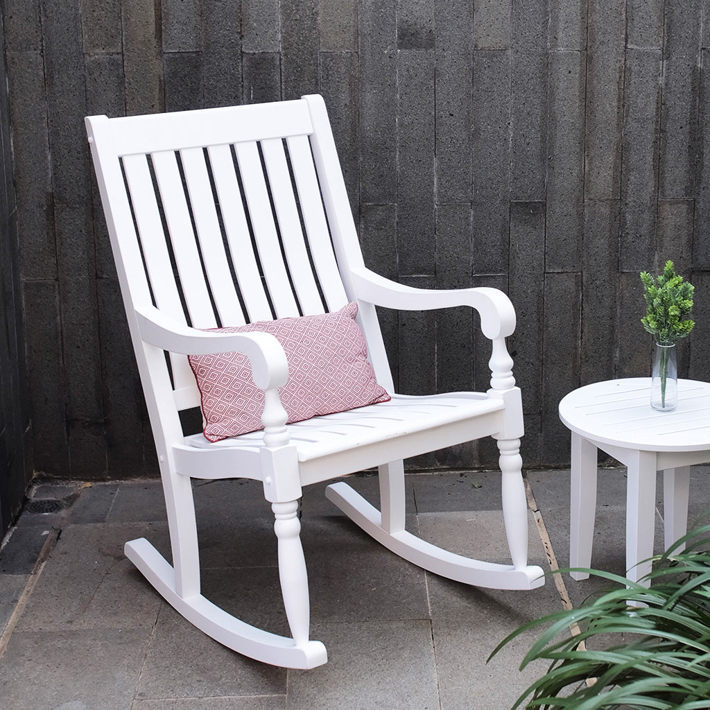 Bonn Mahogany Wood White Oversized Porch Rocking Chair - Cambridge Casual [DETAILS]