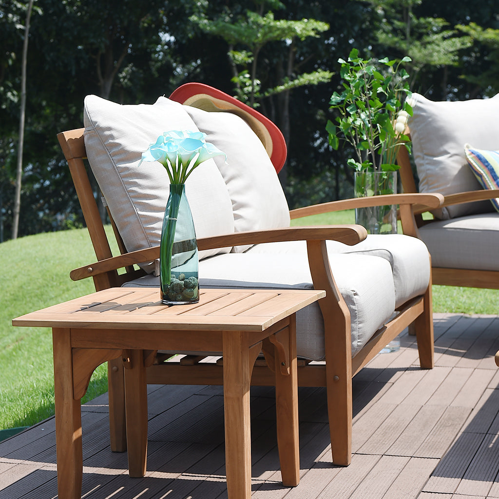 [DETAILS] Caterina Teak Wood Outdoor Loveseat with Beige Cushion - Cambridge Casual