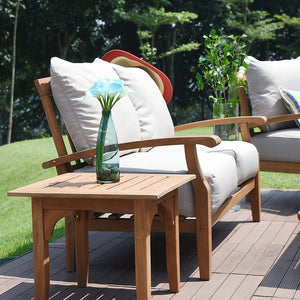 Caterina Teak Wood Outdoor Loveseat with Beige Cushion - Cambridge Casual
