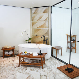 Teak Wood Bath Mat, Wooden Shower Mat for Bathroom, 24 X 16 Inch