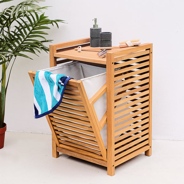 Dussi Teak Wood Laundry Hamper