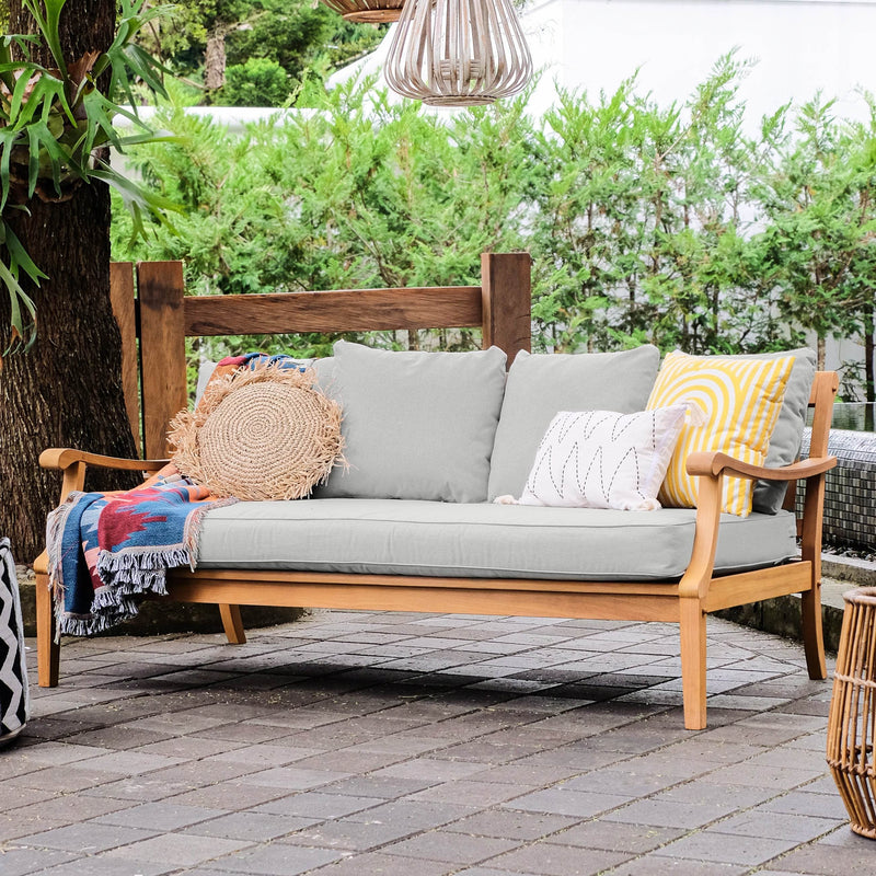 Robin Teak Wood Outdoor Sofa Daybed with Oyster Cushion - Cambridge Casual